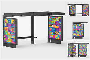 Bus Stop Shelter Advertising Mockup, an Advertising Mockup by SmokyPixels