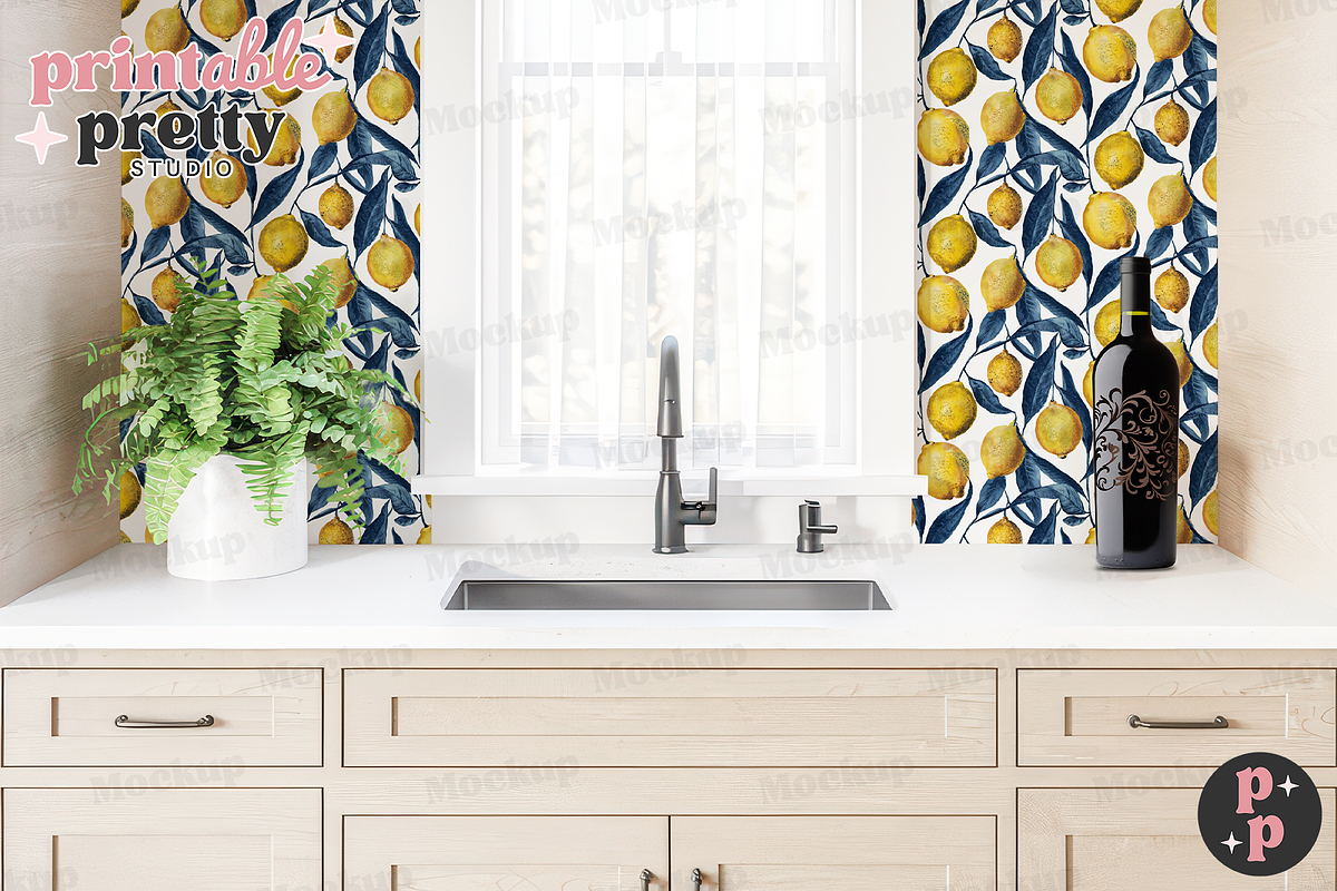 Modern Kitchen Wallpaper Mockup PSD, a Product Mockup by Printable Pretty Studio (Photo 5 of 9)