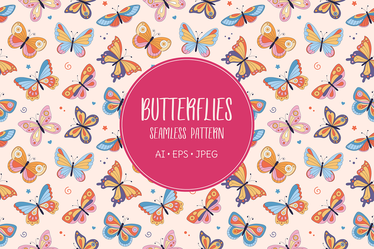 Decorative butterflies pattern, an Illustration by Cmeree (Photo 1 of 2)