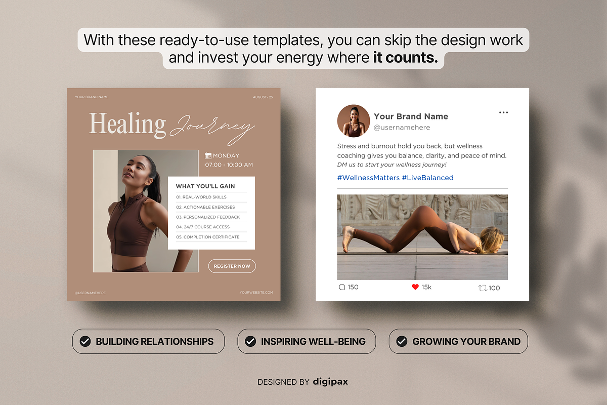 Wellness Static Ad Templates Canva, a Social Media Template by DigiPax (Photo 5 of 11)