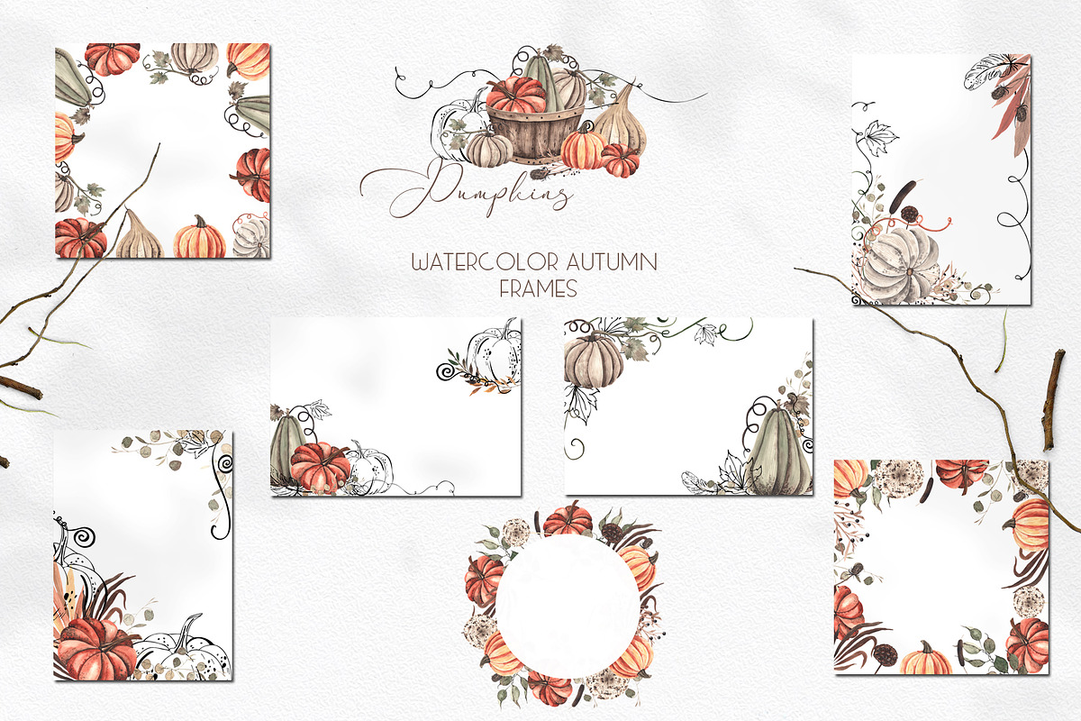 Watercolor Autumn Pumpkins, an Object Graphic by Ana-Sakuta (Photo 4 of 18)