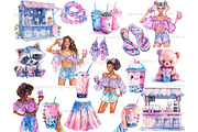 Bubble Tea Clipart Drinks PNG Bundle, a Food Illustration by GlamArtZhanna (Thumbnail 4 of 6)