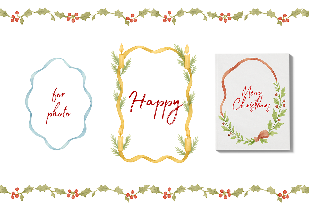 Christmas Watercolor Clip, a Decorative Illustration by Yana_mide (Photo 9 of 18)