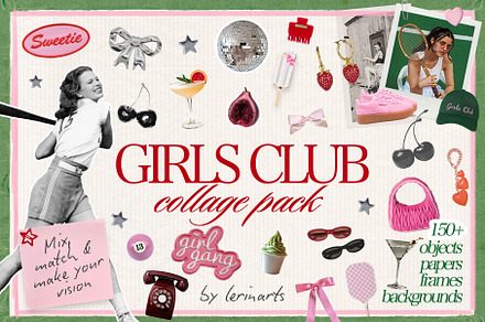 GIRLS CLUB: collage pack 150+, an Object Graphic by lerinartstudio