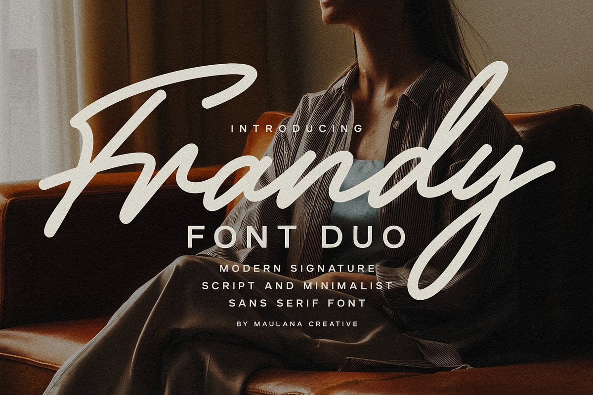 Frandy Font Duo Script Sans Serif, a Script Font by Maulana Creative (Photo 1 of 7)