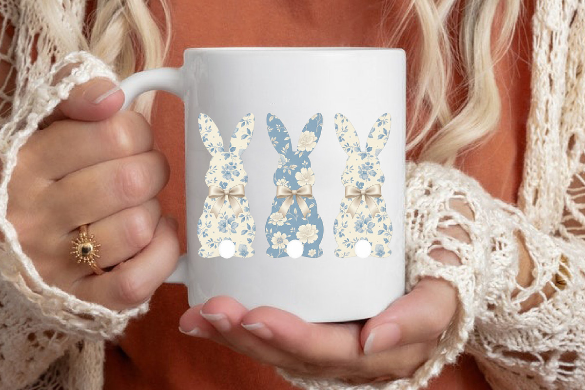 Floral Toile Easter Bunny Png, an Illustration by designcity5 (Photo 7 of 9)