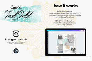 Teal Gold INSTAGRAM PUZZLE Template