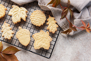 Autumn cookies baking tradition with fall leaves shapes, a Food & Drink Photo by Olena Rudo