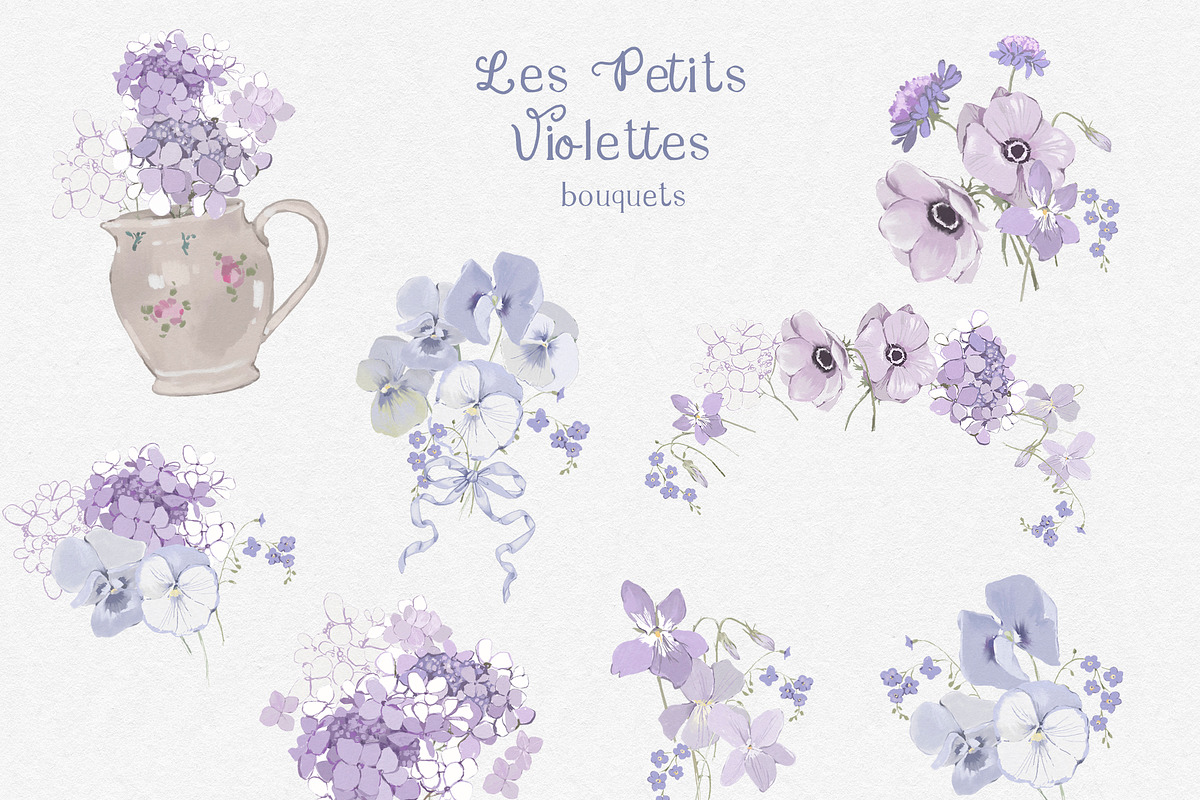 Purple Cottagecore Flowers PNG, a Decorative Illustration by whiteheartdesign (Photo 6 of 17)