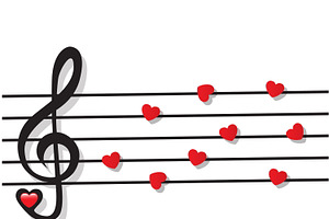 heart notes and treble clef