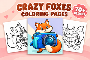 Crazy Foxes Coloring Pages Vol. 1