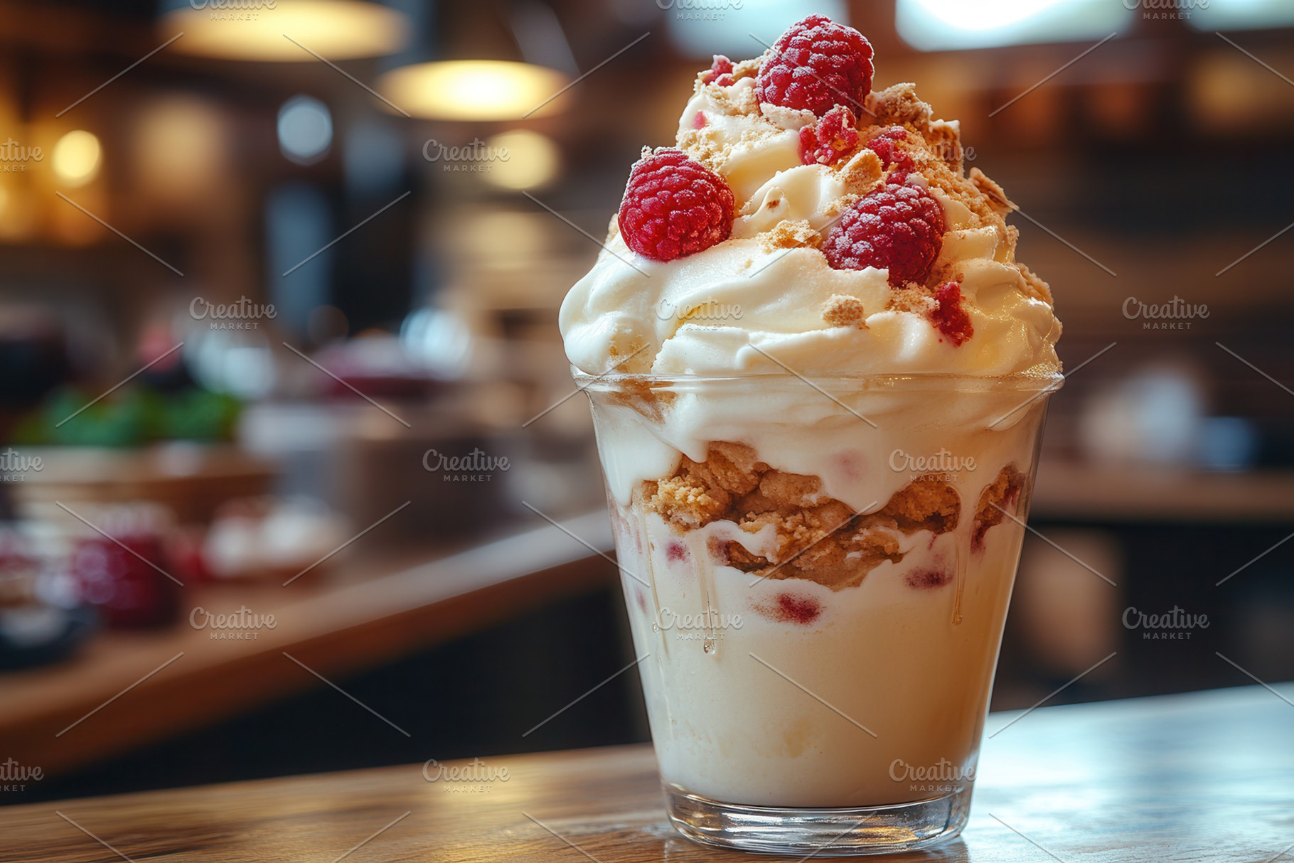 Delicious dessert with whipped cream, a Photo by Tanuart