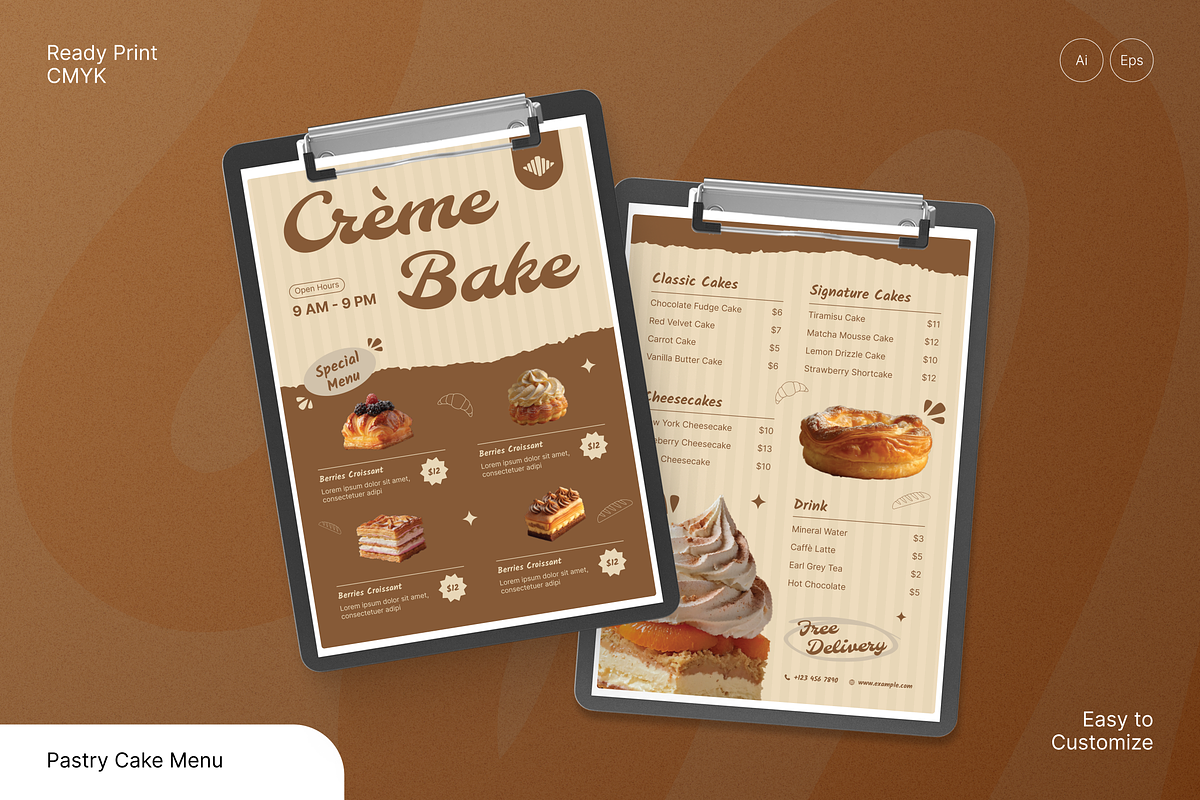 Pastry Cake Menu, a Flyer Template by Annora Studio (Photo 1 of 6)
