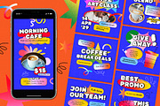 Gradient Coffee Shop Instagram Set, a Social Media Template by Aiyari Graphic (Thumbnail 1 of 5)