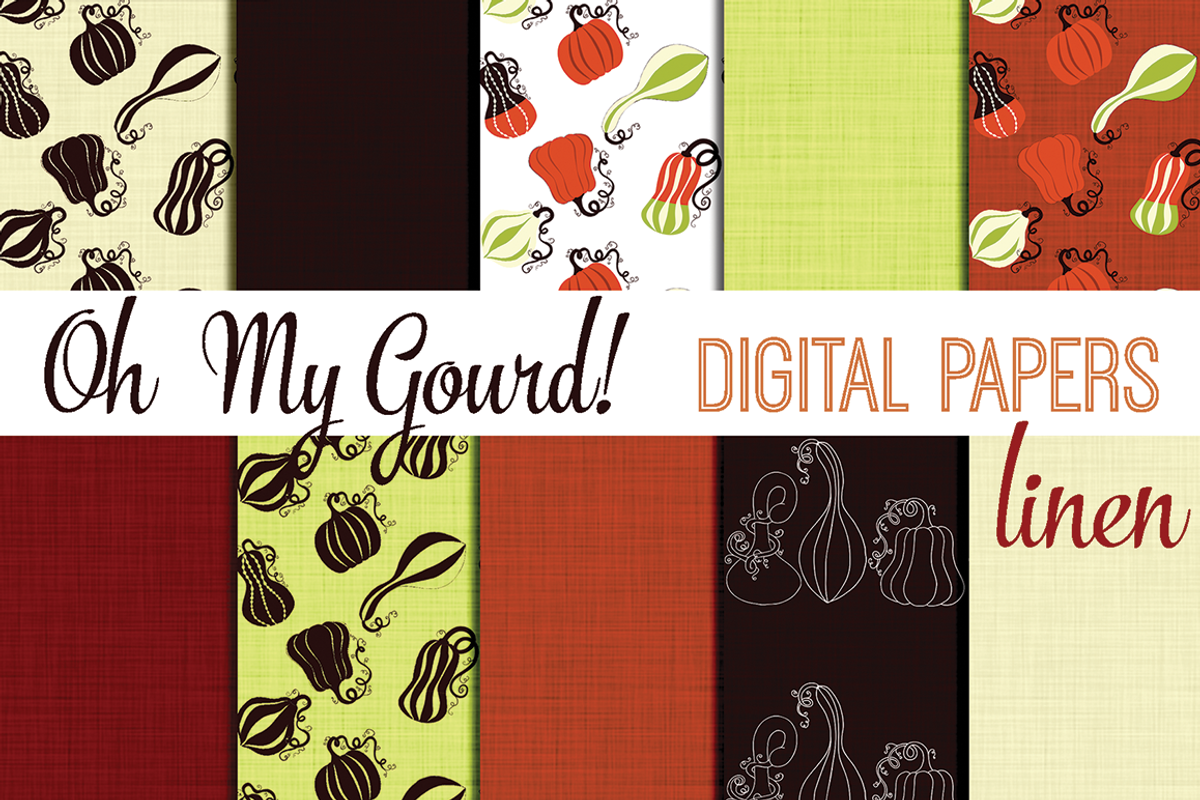 Oh My Gourd Digital Papers 12x12, a Pattern Graphic by Digibonbons (Photo 1 of 2)