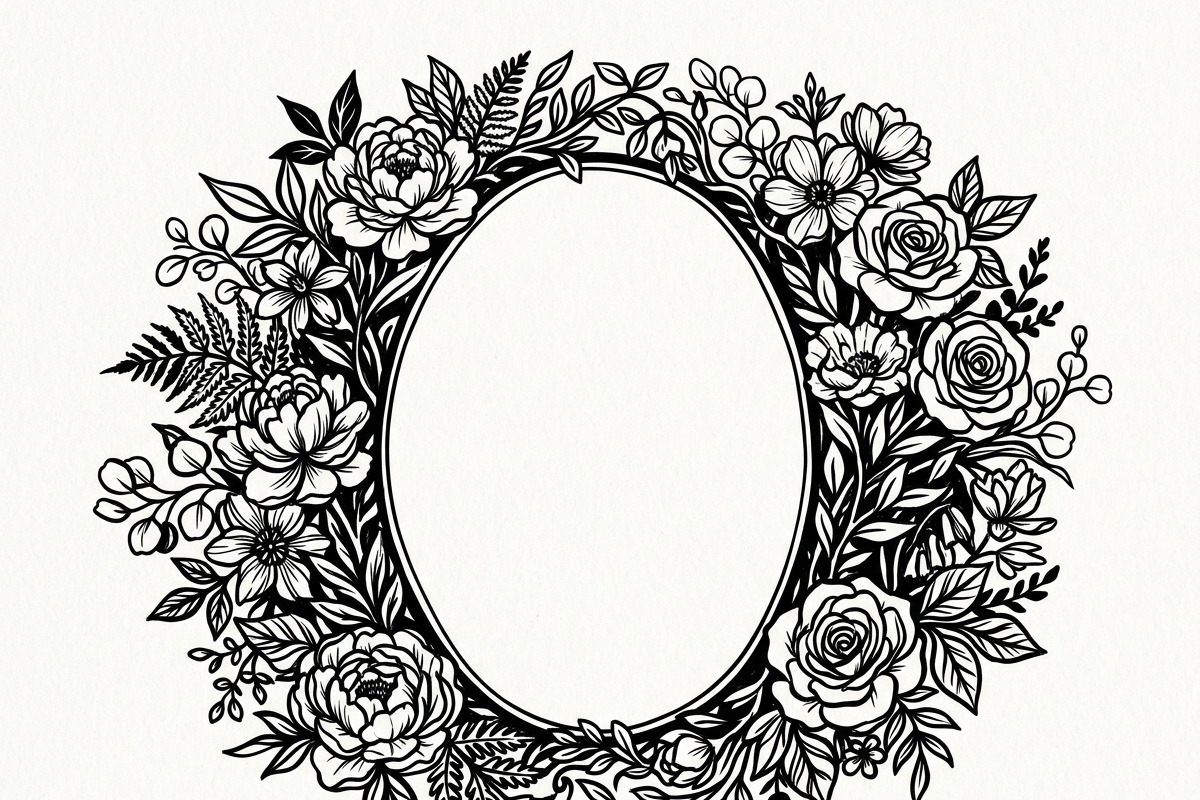 50 Elegant Floral Oval Mirror Frame, a Decorative Illustration by Amazin_art (Photo 6 of 34)