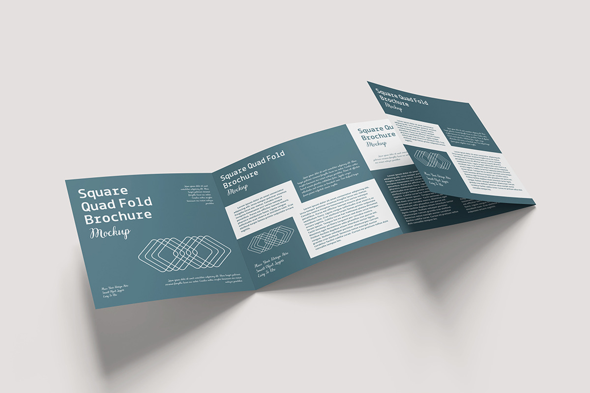 Square Quad Fold Brochure Mockup, an Advertising Mockup by Indah