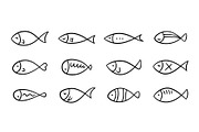 Doodle Hand Drawn Fish Collection, an Animal Illustration by Elena Pimukova (Thumbnail 1 of 13)