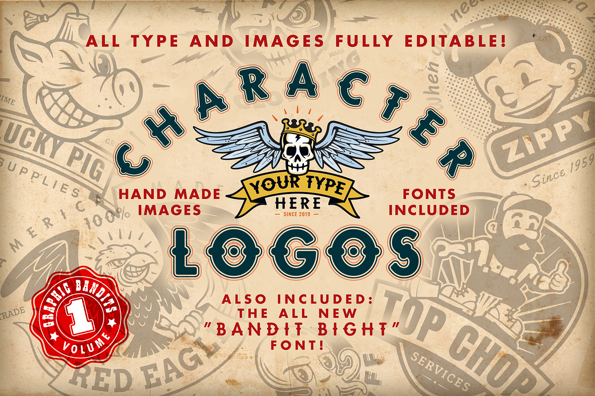 Character Logo Set  –  Volume 1, a Branding & Logo Template by Graphic Bandits (Photo 1 of 11)