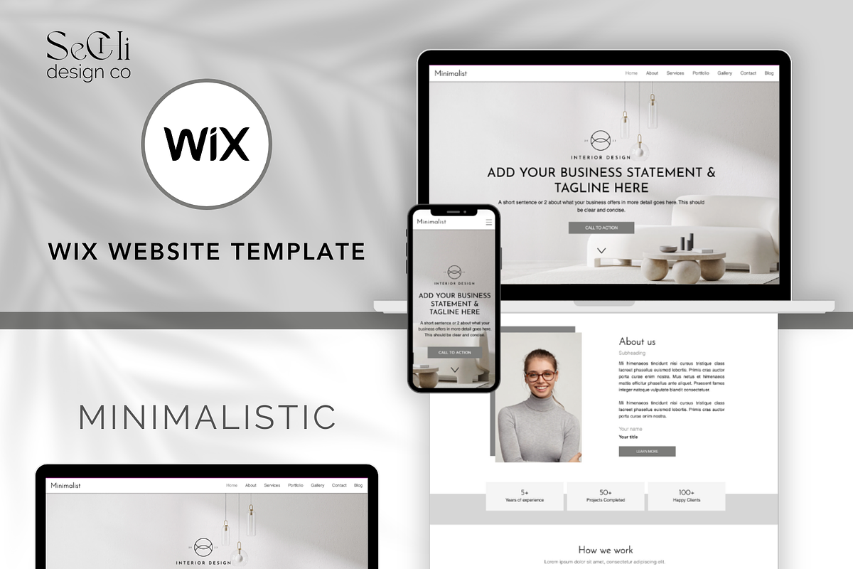 Minimalistic Wix Website Template, a Wix Template by Sechi Design Co (Photo 1 of 5)