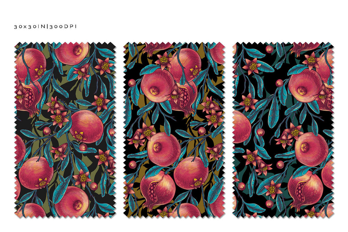 POMEGRANATE EDEN - patterns & motifs, a Decorative Illustration by Liiafis (Photo 8 of 15)