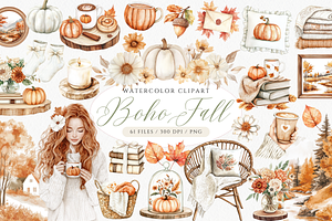 Boho Fall Clipart Bundle
