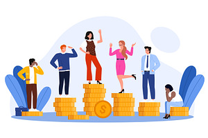 Wage inequality of business people, a Person Illustration by Flashvector