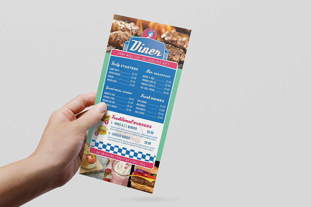 American Diner DL Card Template, a Card Template by BrandPacks