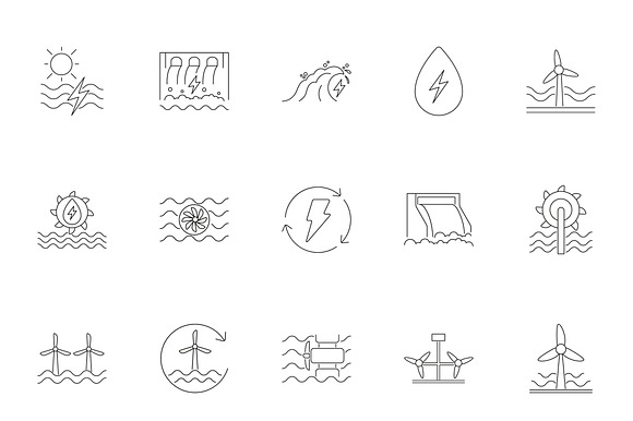 Renewable Energy Line Icons Set preview 2
