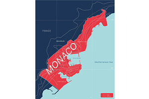 Monaco Country Detailed Editable Map