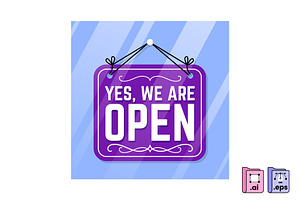 Yes, We are Open Sign, an Object Illustration by MISS CHATZ