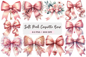 Soft Pink Watercolor Coquette Bow, an Illustration by DreamArtGraphic
