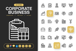 Corporate Business Icons, an Outline Icon by Spacepixel Creative