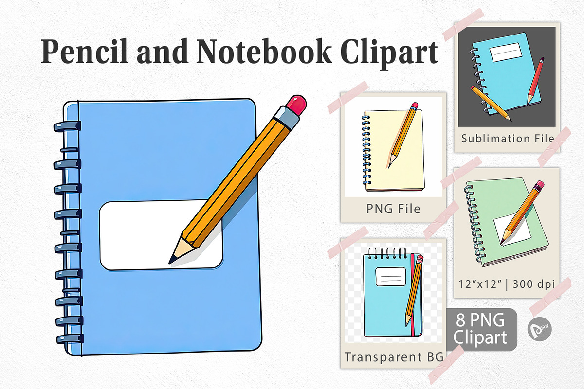 Pencil and Notebook Clipart, a Graphic by Artnoy (Photo 1 of 5)