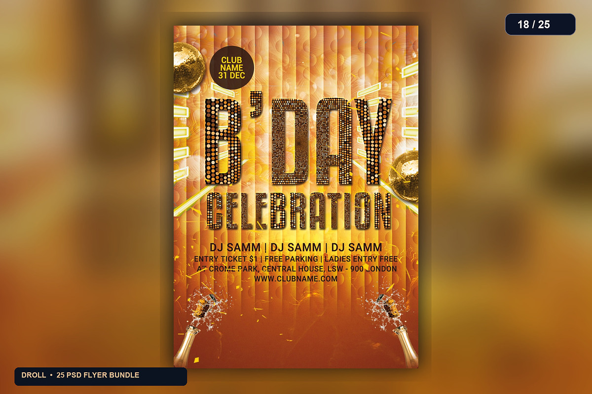 25 Nightclub Party Flyer PSD Bundle, a Flyer Template by Flyer Arts (Photo 21 of 29)