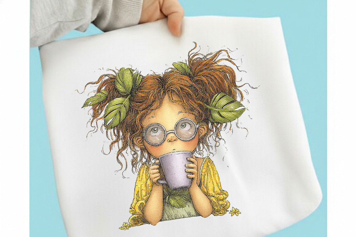 Whimsical Summer Coffee Girl Clipart, a Seasonal Illustration by designcity5 (Photo 3 of 5)