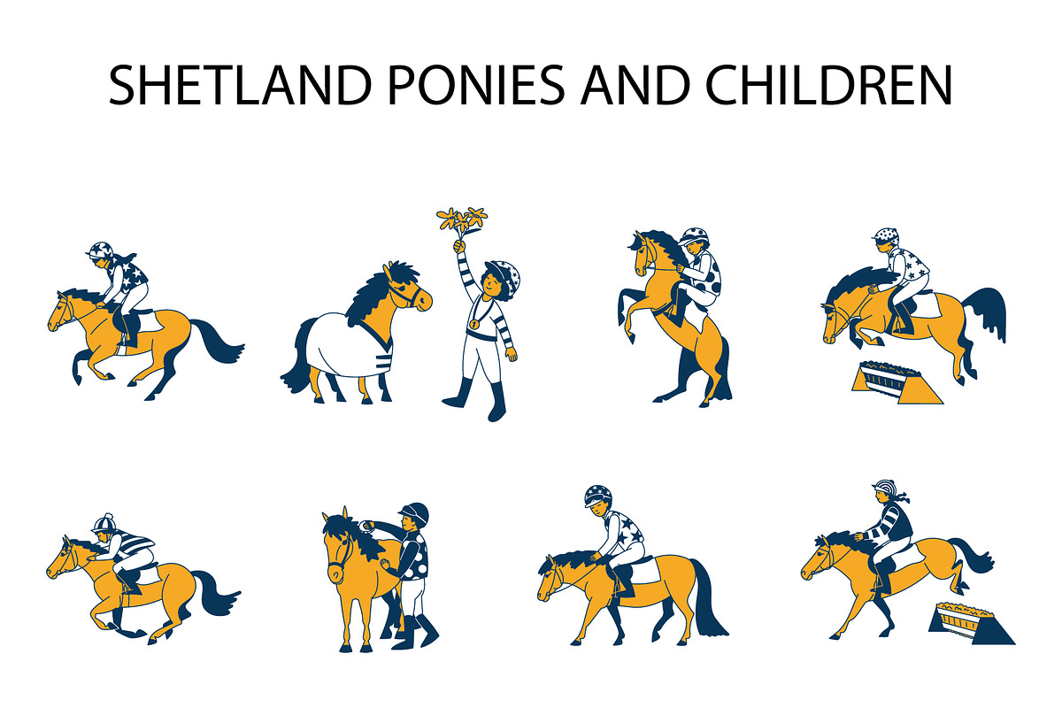 Pony Racing & Equestrian Vector Set, an Animal Illustration by Naurider