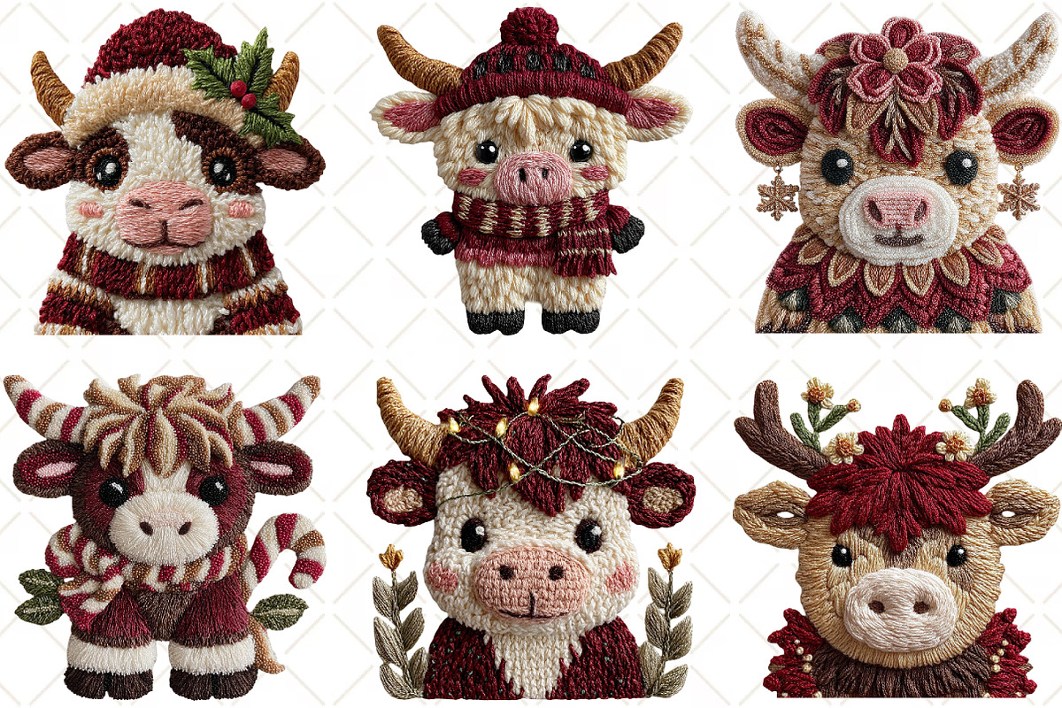 Crochet Christmas Highland Cow, an Illustration by Black Bird Studio (Photo 3 of 6)
