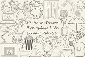 Hand-Drawn Everyday Life Clipart Set, an Illustration by Libby Wishes