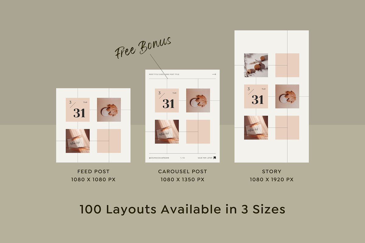 Instagram Calendar Templates Bundle, a Social Media Template by Keikoya (Photo 2 of 18)