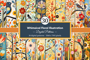 Whimsical Floral Illustration, a Decorative Illustration by Housui Patterns