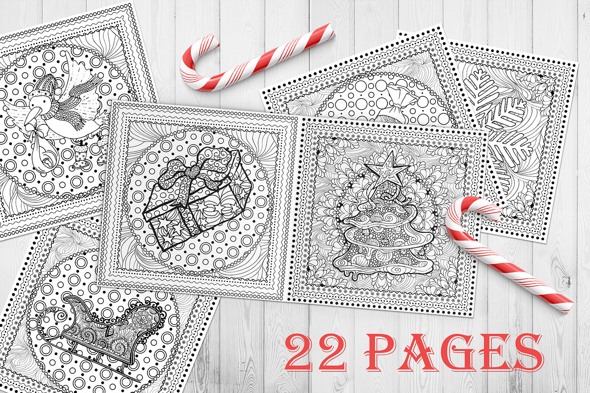Christmas Adult Coloring Book, a Decorative Illustration by ilonitta (Photo 3 of 8)