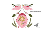 Stencil SVG Beetle and Birds Cricut, a Shape Add-On by Kimbella Buckman Designs (Thumbnail 2 of 3)