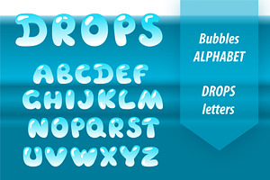 Bubble letters. Water drop alphabet