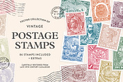 Vintage Postage Stamps Collection, an Object Graphic by Graphic Goods (Thumbnail 1 of 12)