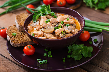 Hungarian paprikas containing bowl, chicken, and classic