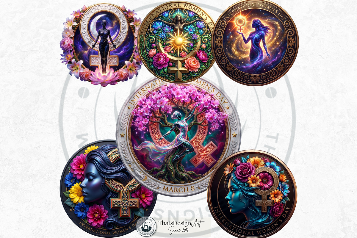 Women's Day Round Cliparts V3, a Seasonal Illustration by ThatsDesignArt (Photo 9 of 11)