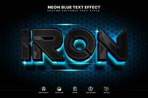 Neon Blue Editable Text Effect