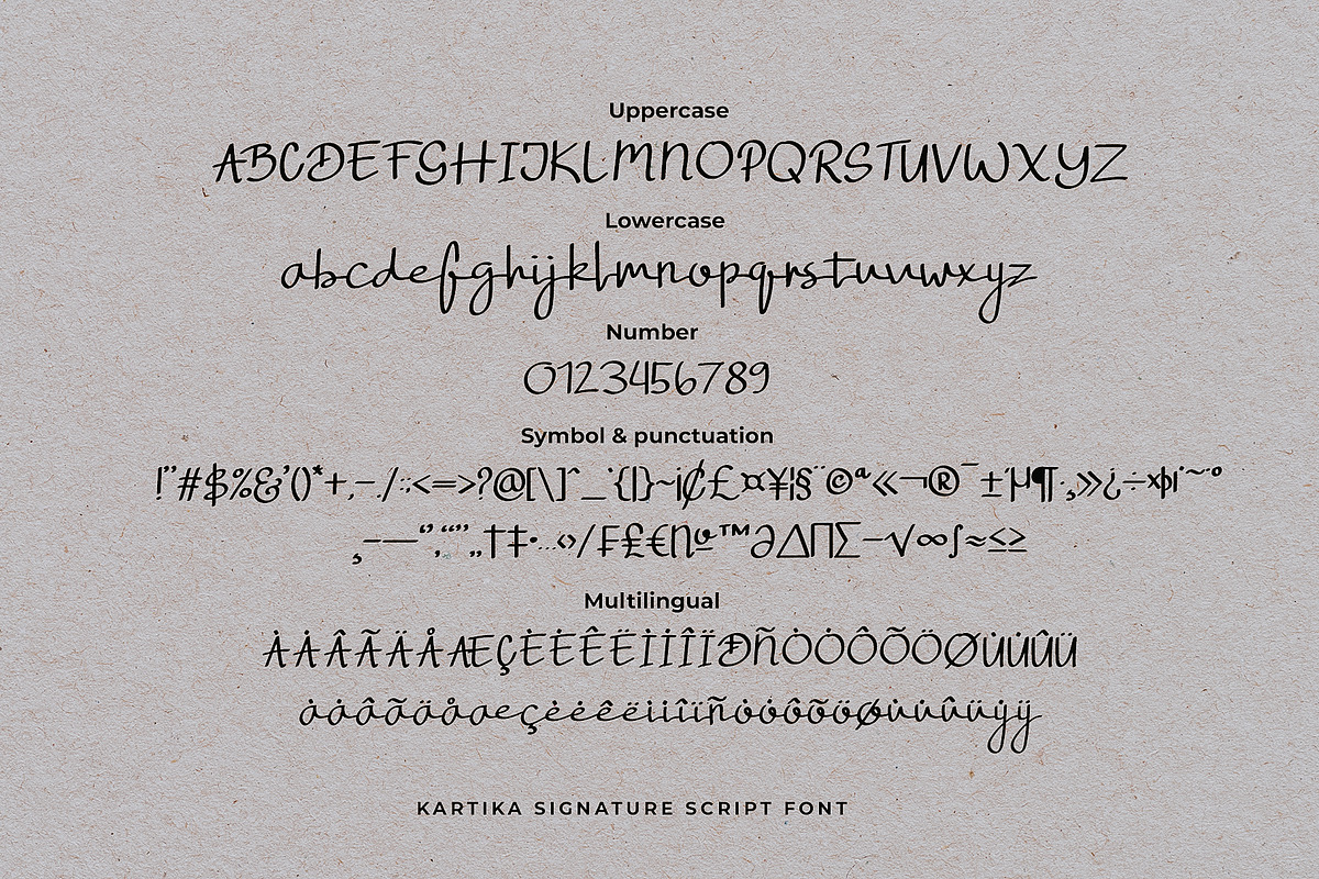 Kartika a Signature Script Font, a Script Font by Dawnside Graphic (Photo 4 of 16)