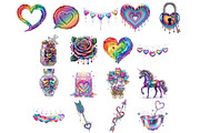 Holographic Rainbow Valentine's Set, a Seasonal Illustration by InkyQueenArt (Thumbnail 5 of 7)
